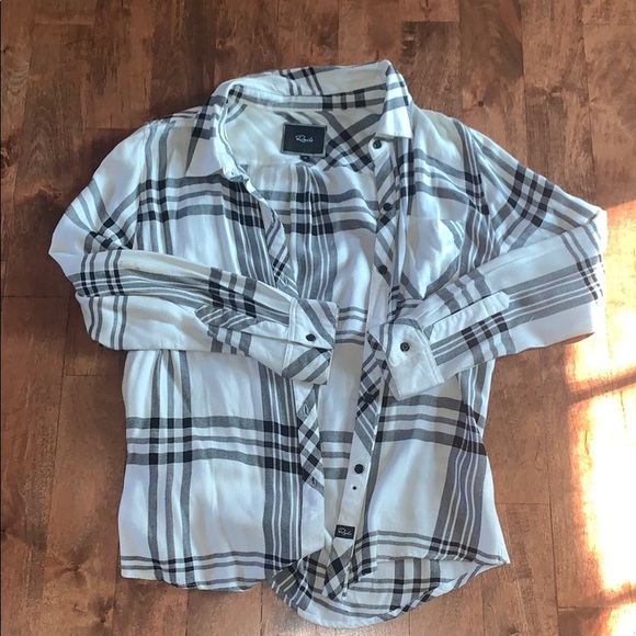 RAILS WHITE BLACK CHARCOAL FLANNEL SIZE M - Picture 2 of 2